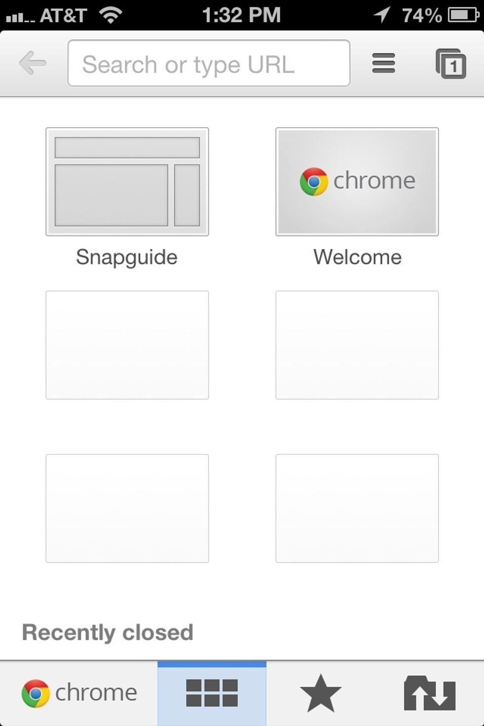 Open the chrome browser on your iPhone, iPod or iPad. Tap the box where you'd type in a URL or search words.