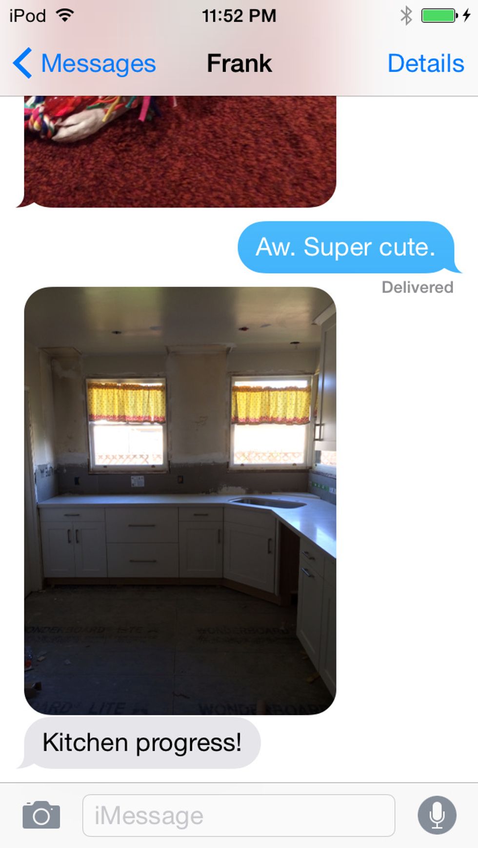 Open the conversation and tap the 'Details' button (top right).