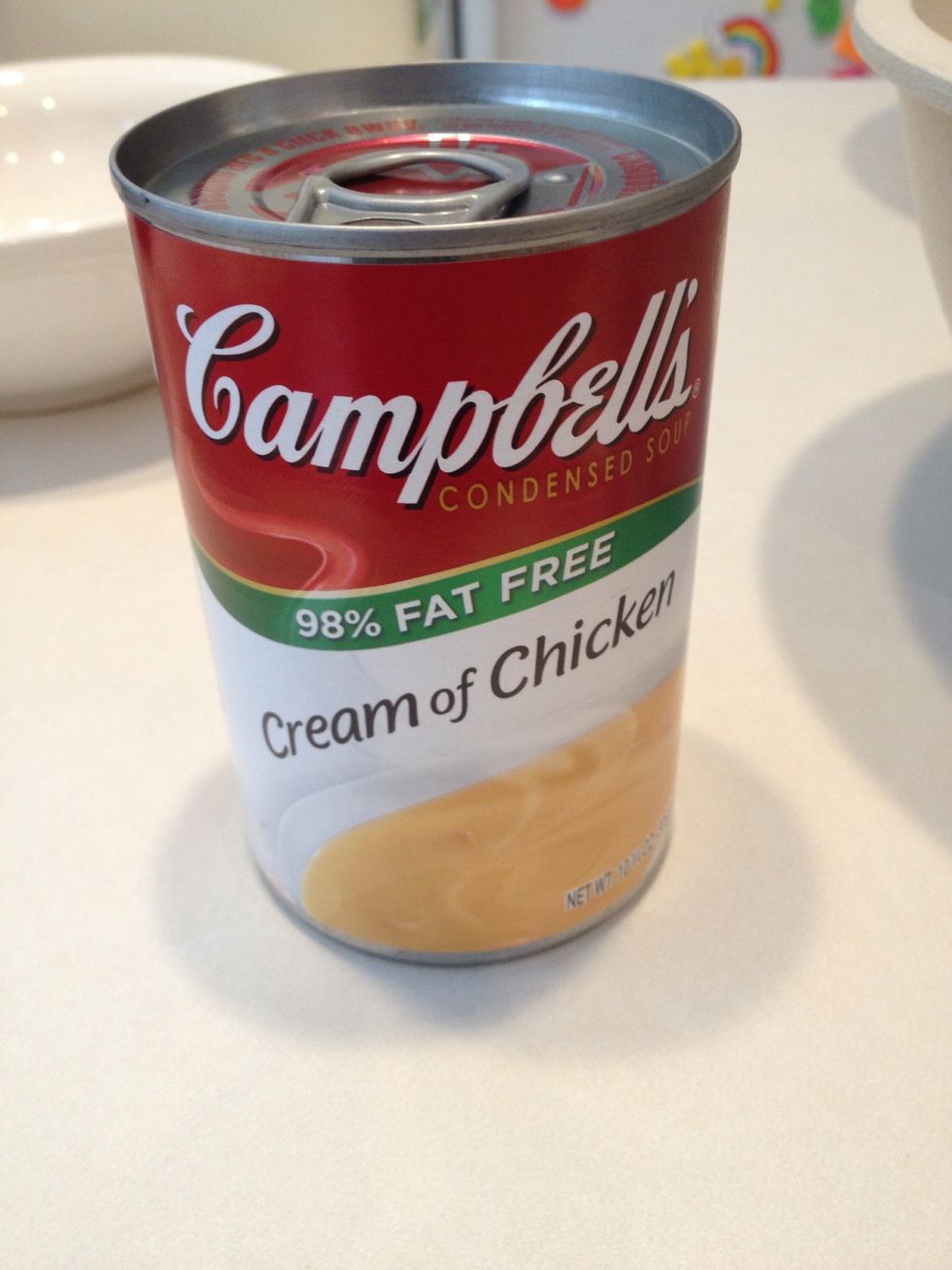 Open the cream of chicken soup.