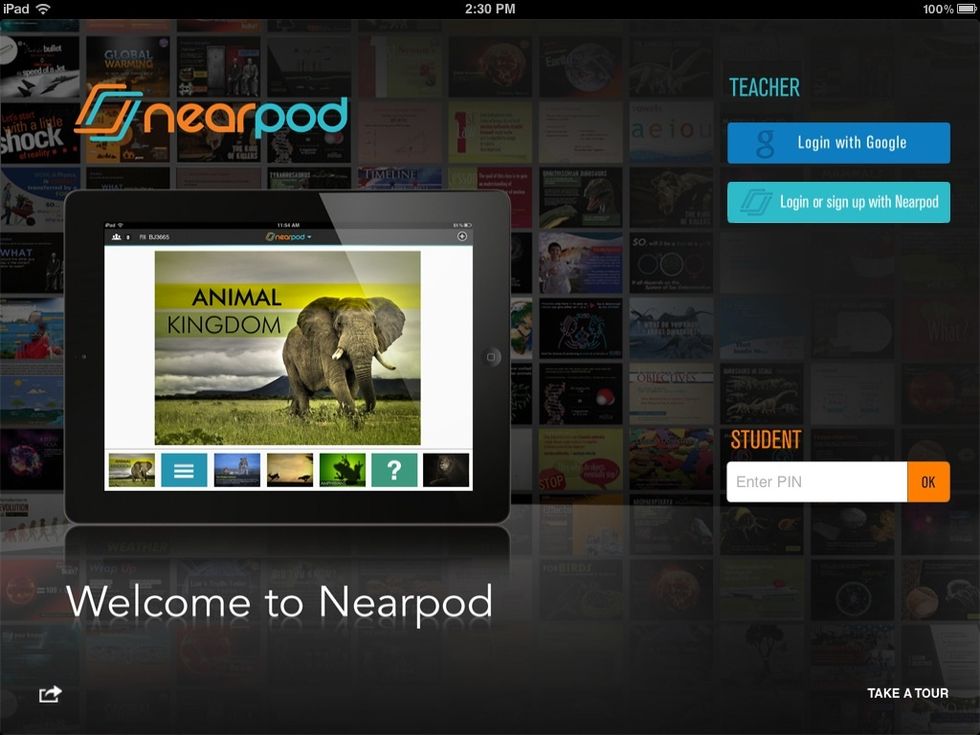 Open the Nearpod app and log in as a teacher.