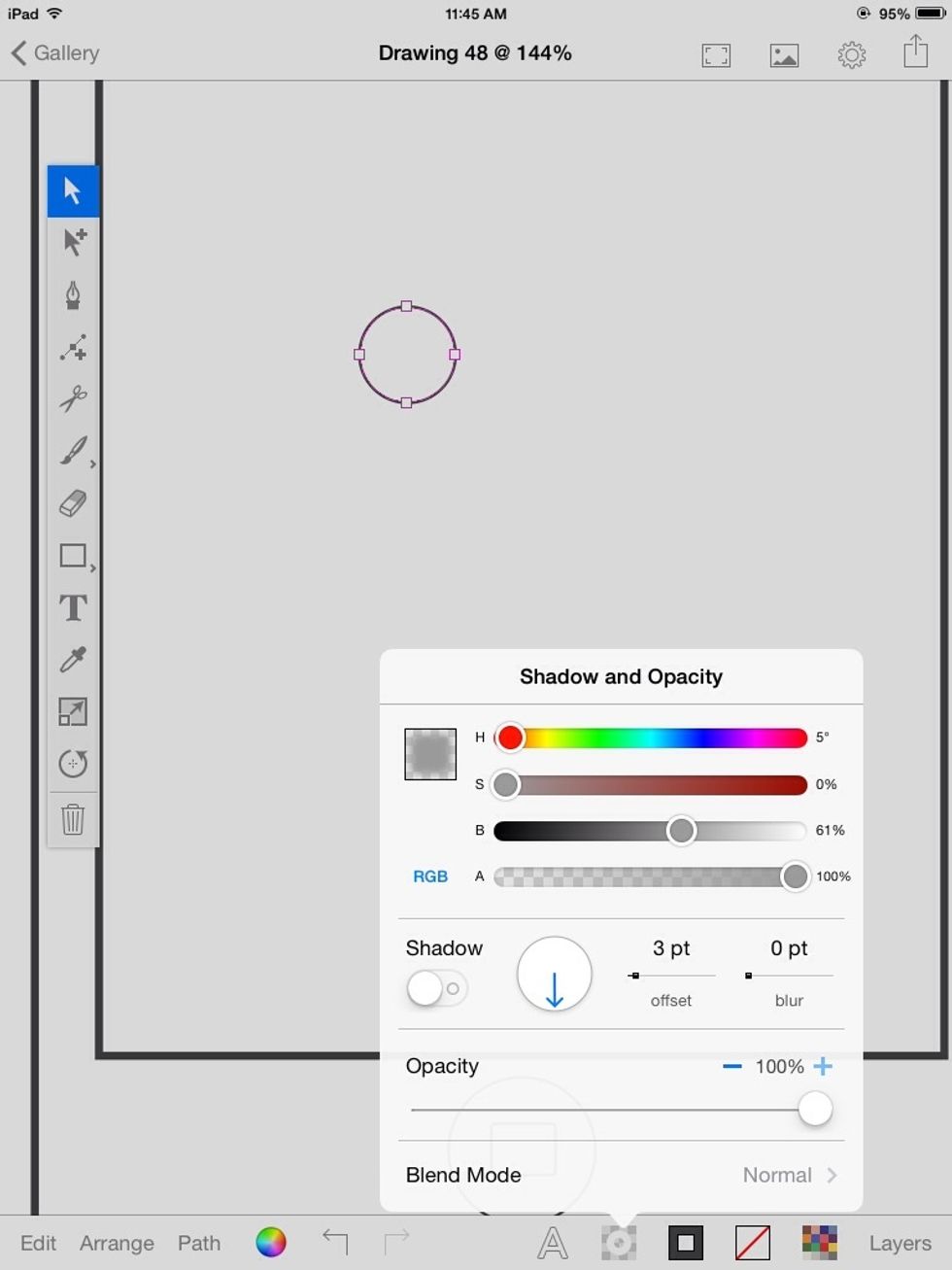 Open the shadow panel.