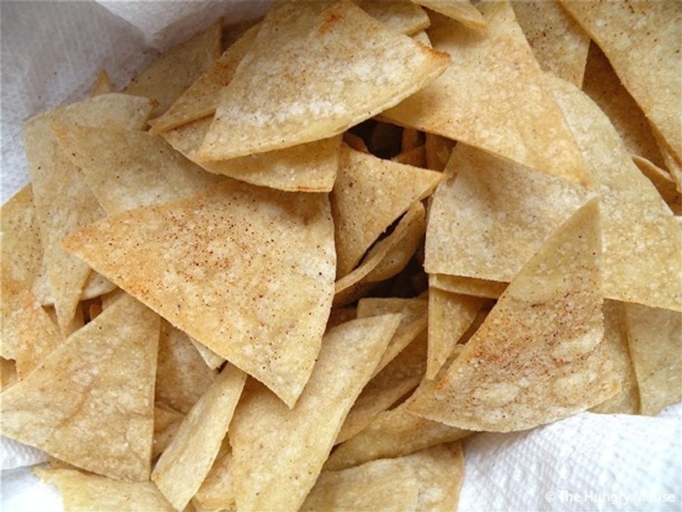Open Tortilla chip bag