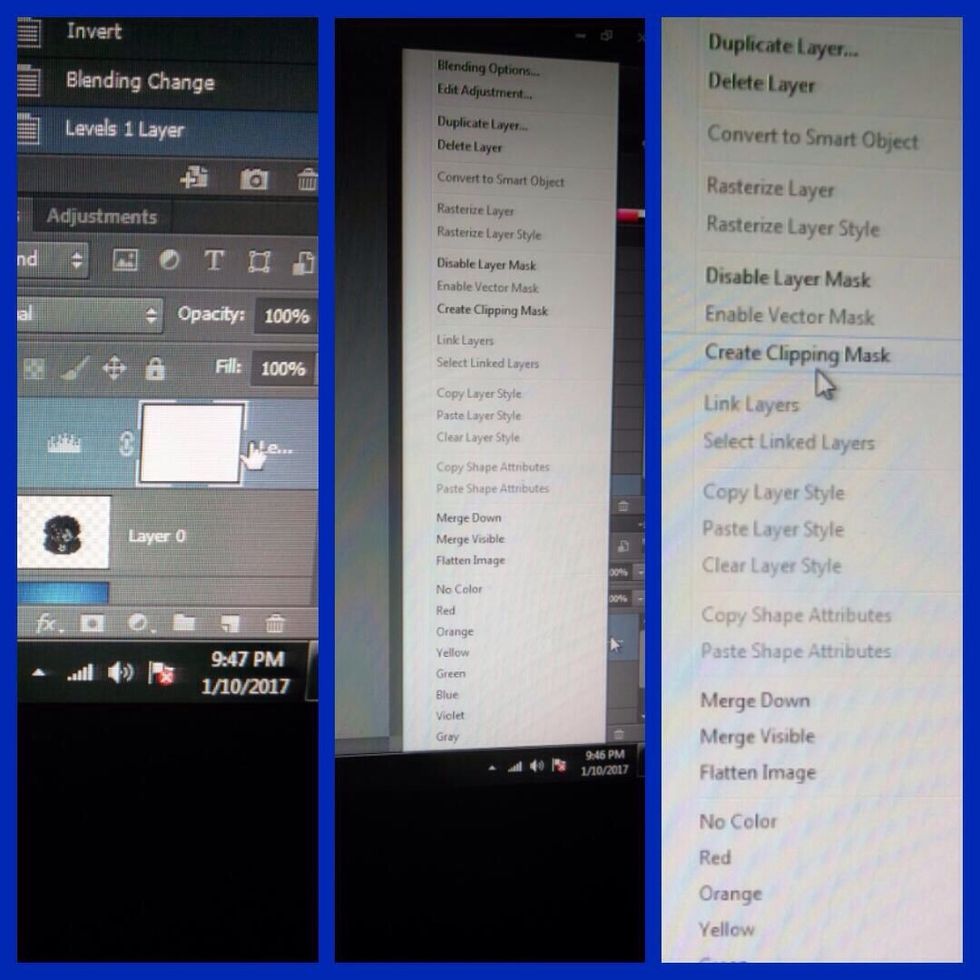 Open up a Levels tab, this should make a new layer. Right click its layer to Create Clipping Mask