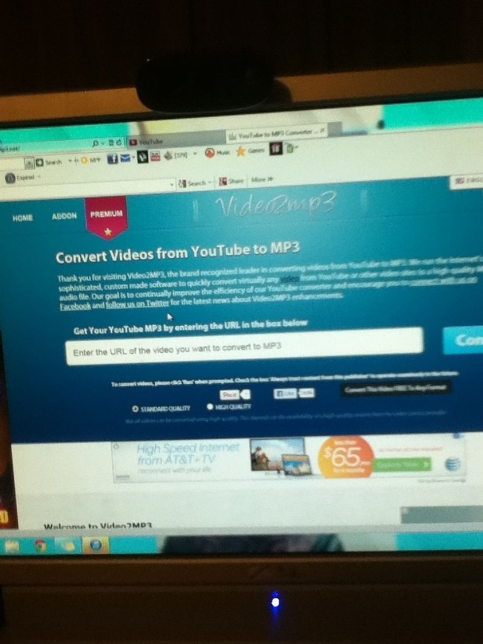 Open up new tab and go to www.video2mp3.net