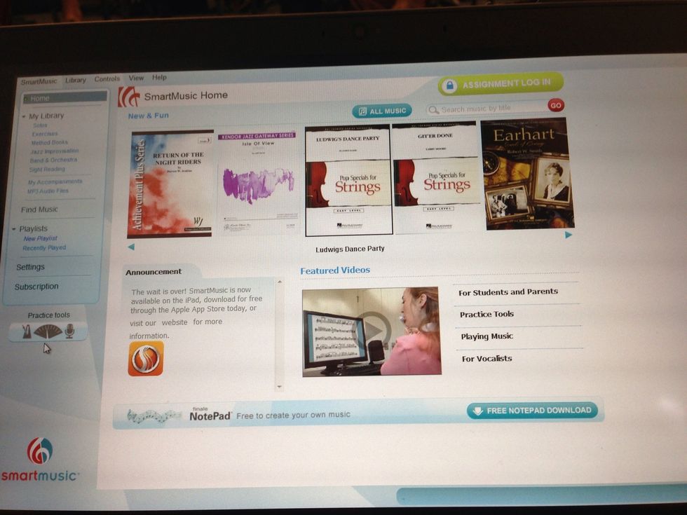 Open up SmartMusic and click on "Home" on the side bar to the left.