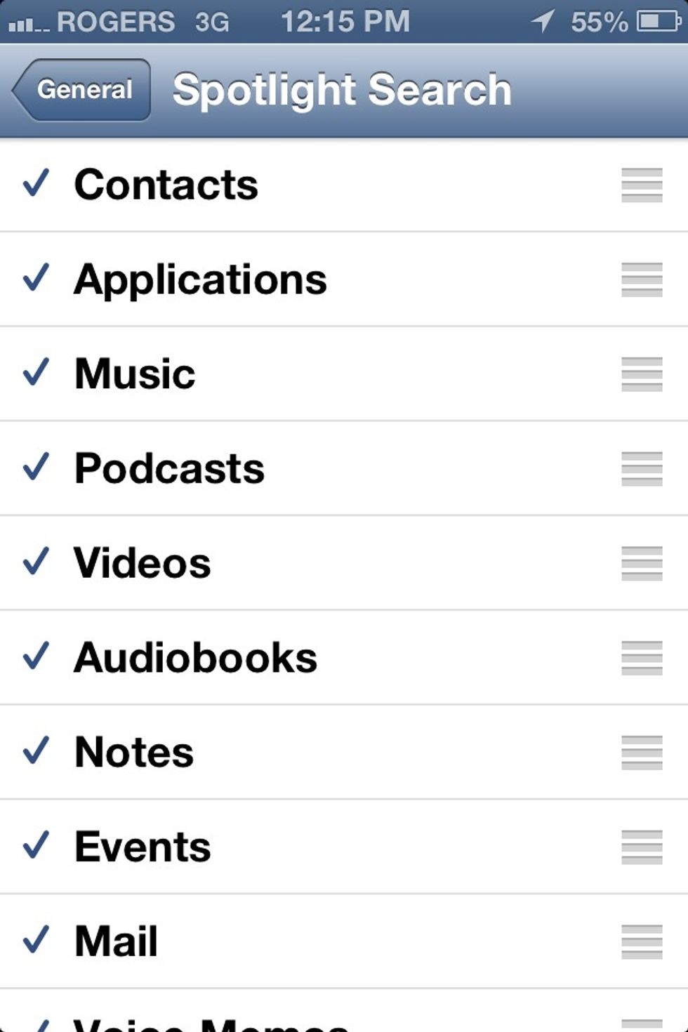 Open up "Spotlight Search) Notice how everything is check marked meaning it will appear when doing spotlight search
