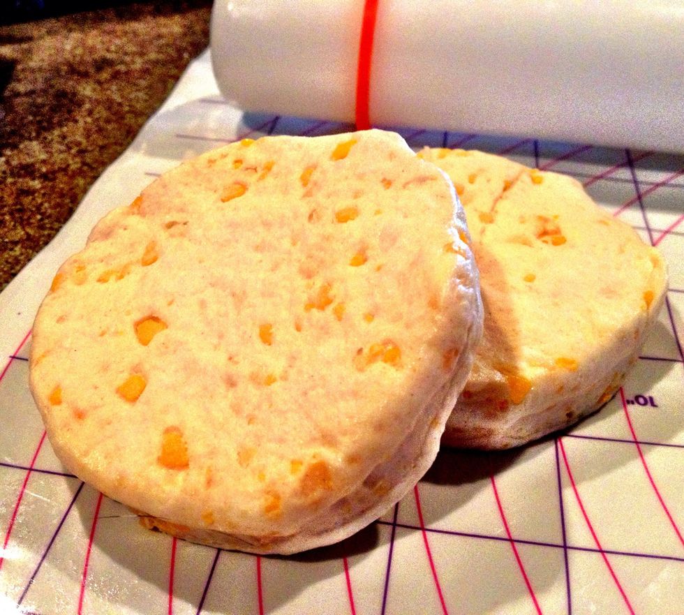 Open up your biscuits! This morning, I used some Pilsbury Butter Flavor Grands that were on sale - any old biscuits will do!