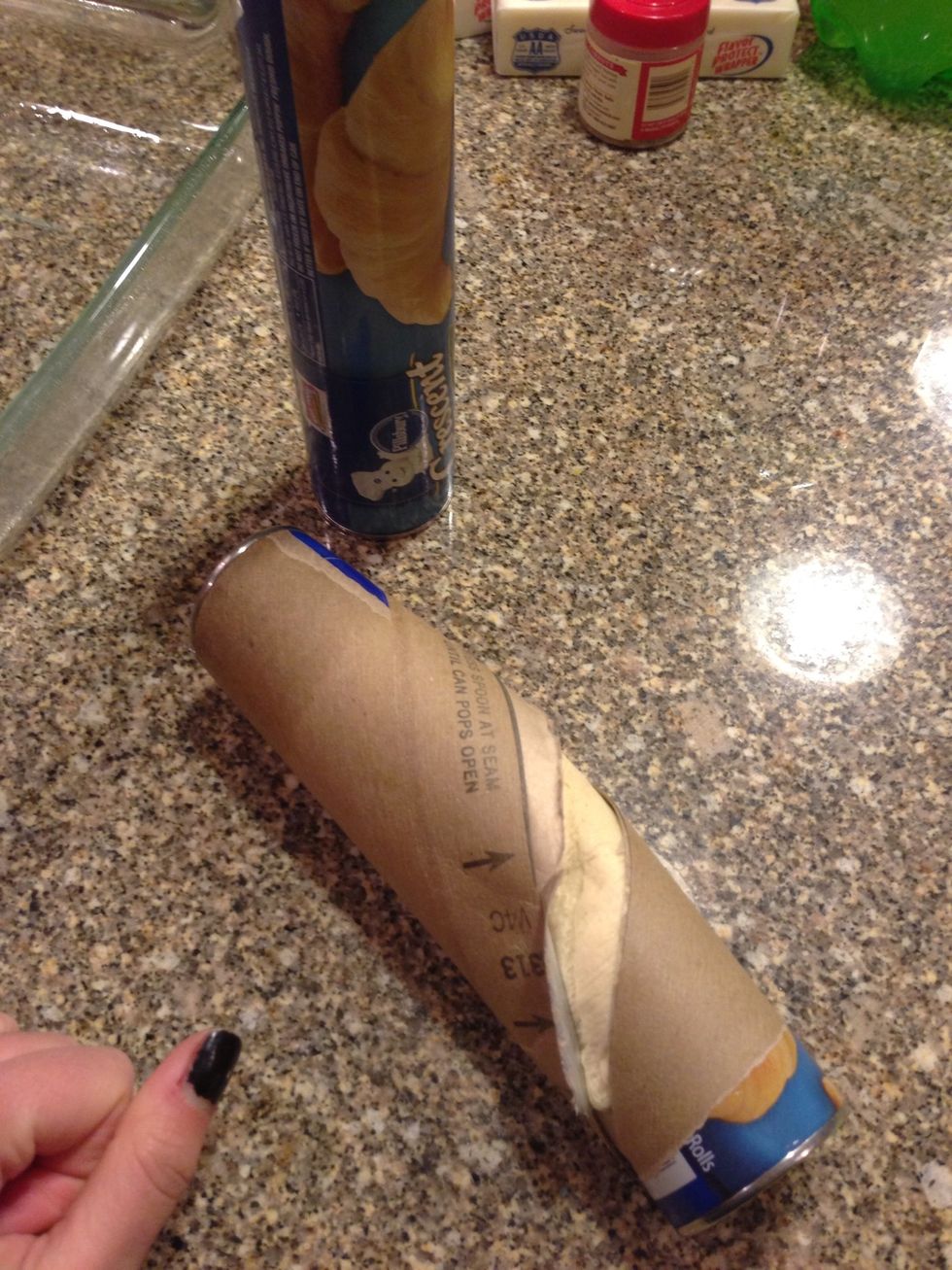 Open your crescent rolls, warning there may be a large POP! Sound when they open, don't freak...