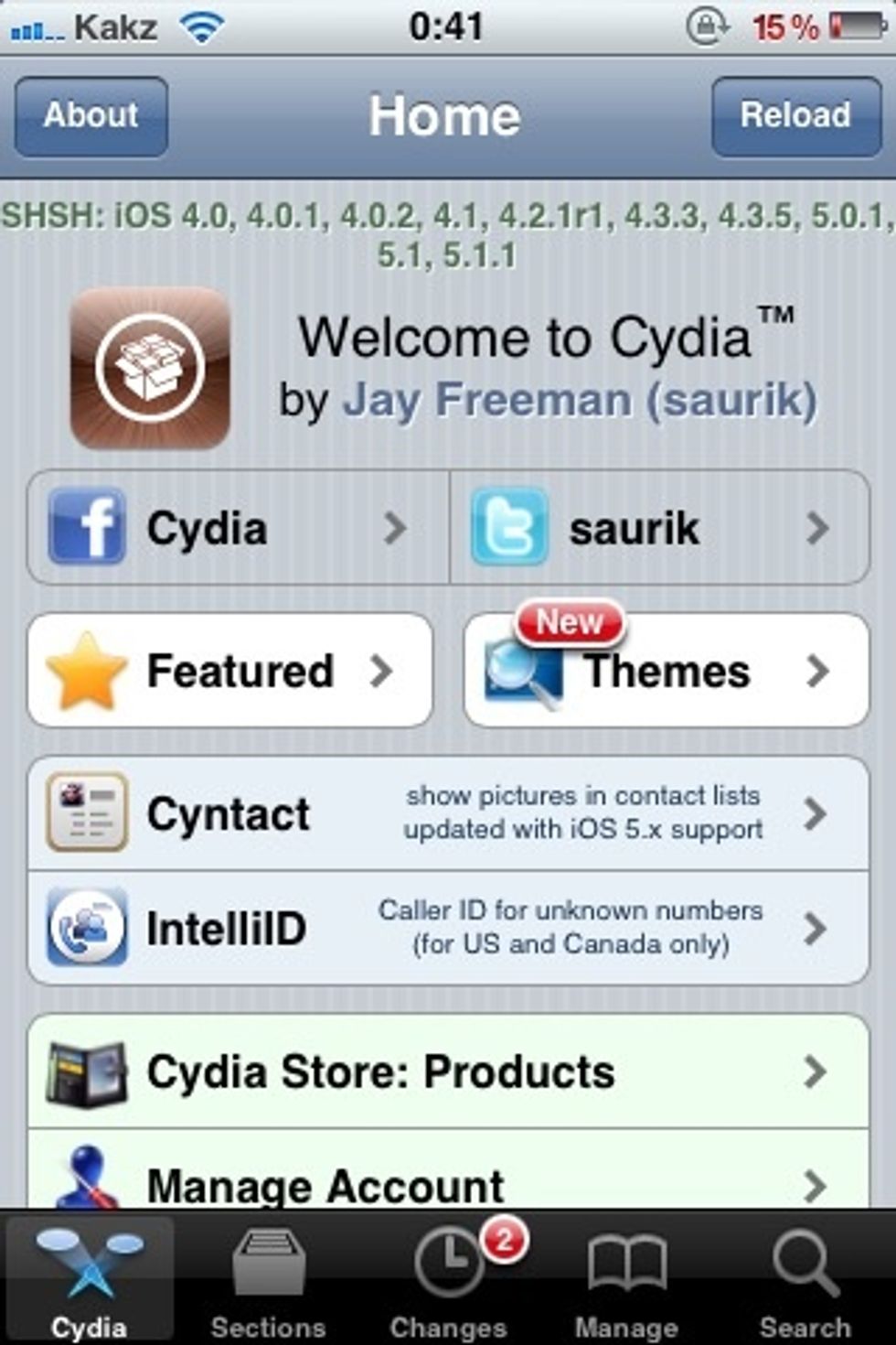 Opening the Cydia it look like this