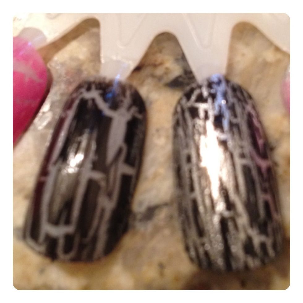 OPI Shatter on a clear coat vs. a polish base. Not sure if the difference is the base or how I painted them.