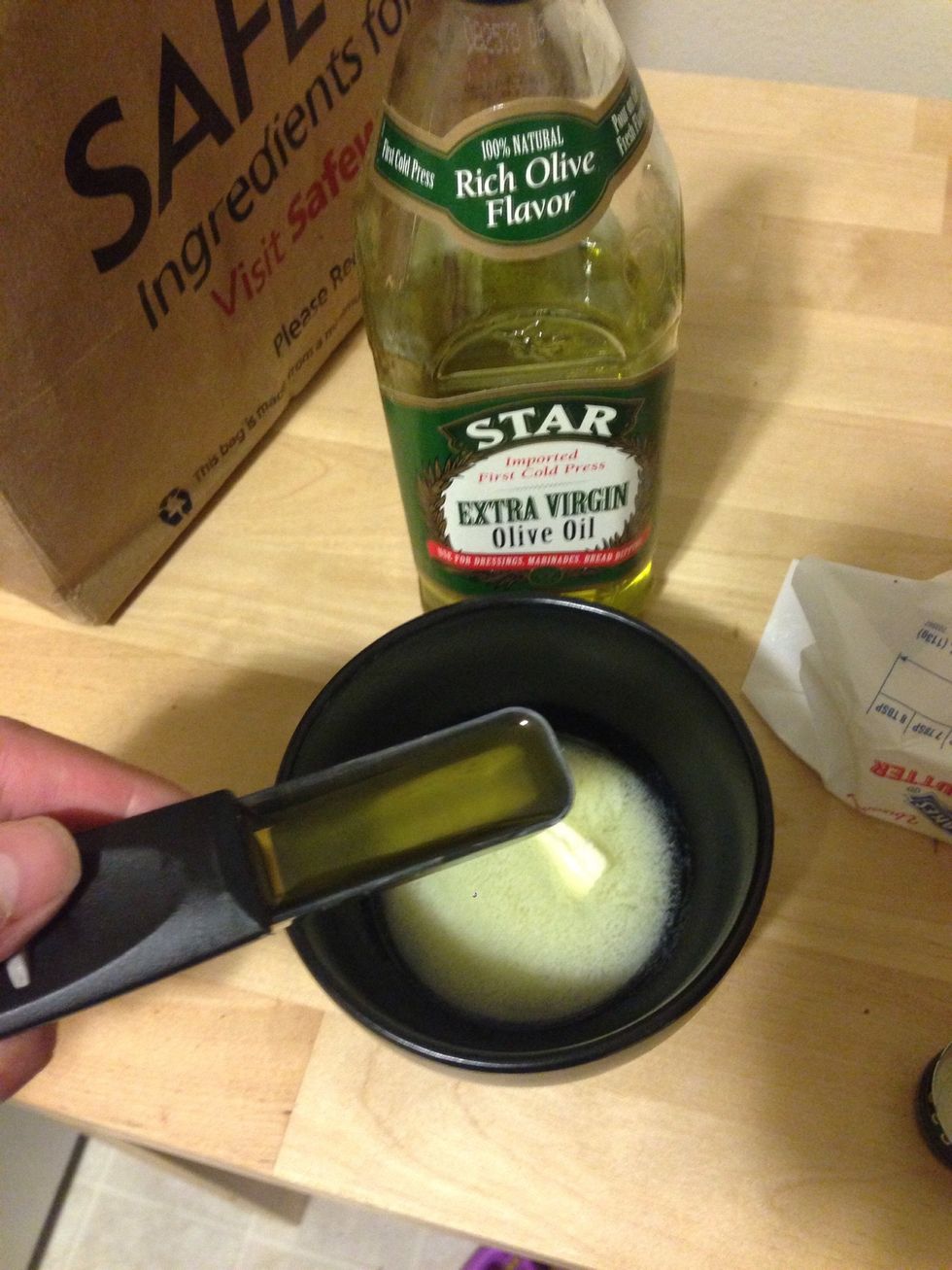 Option 1 for coating the knots: Add 1 tbsp of olive oil to 1 tbsp of melted butter and stir.