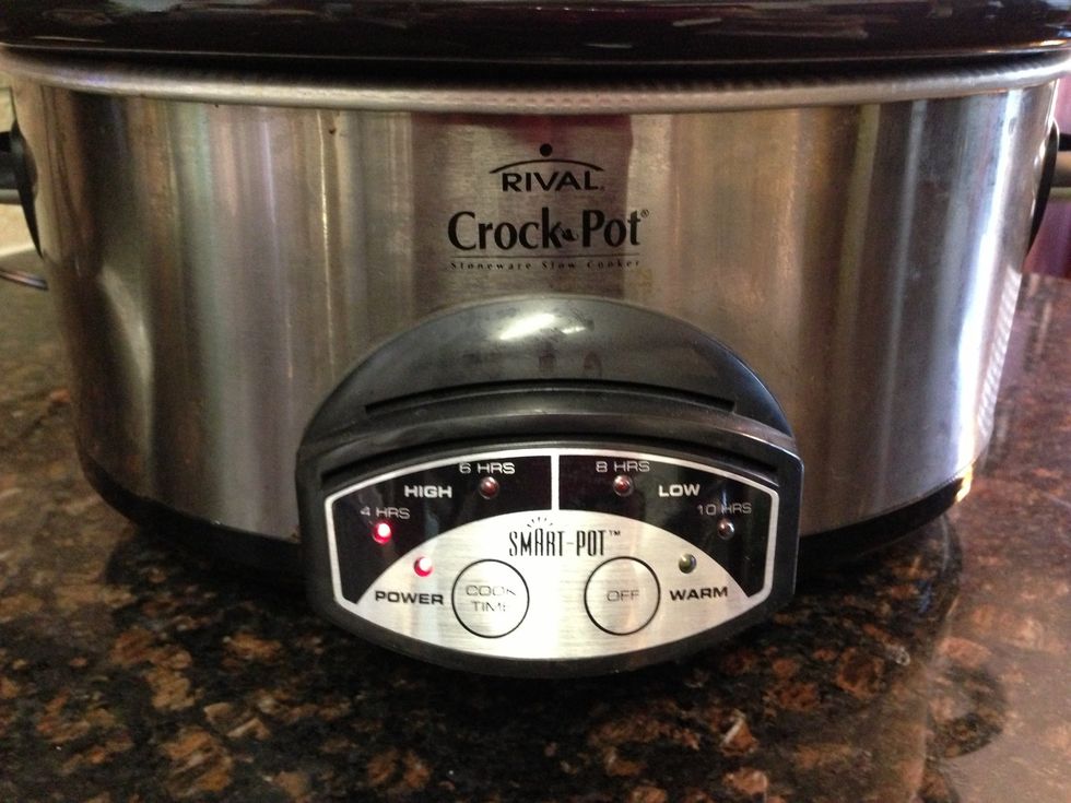 Option: heat up crock pot / slow cooker. I like to finish this soup off in my crockpot for dinner in the evening for a crowd. If you using a large stock pot, just finish your soup on the cook top.