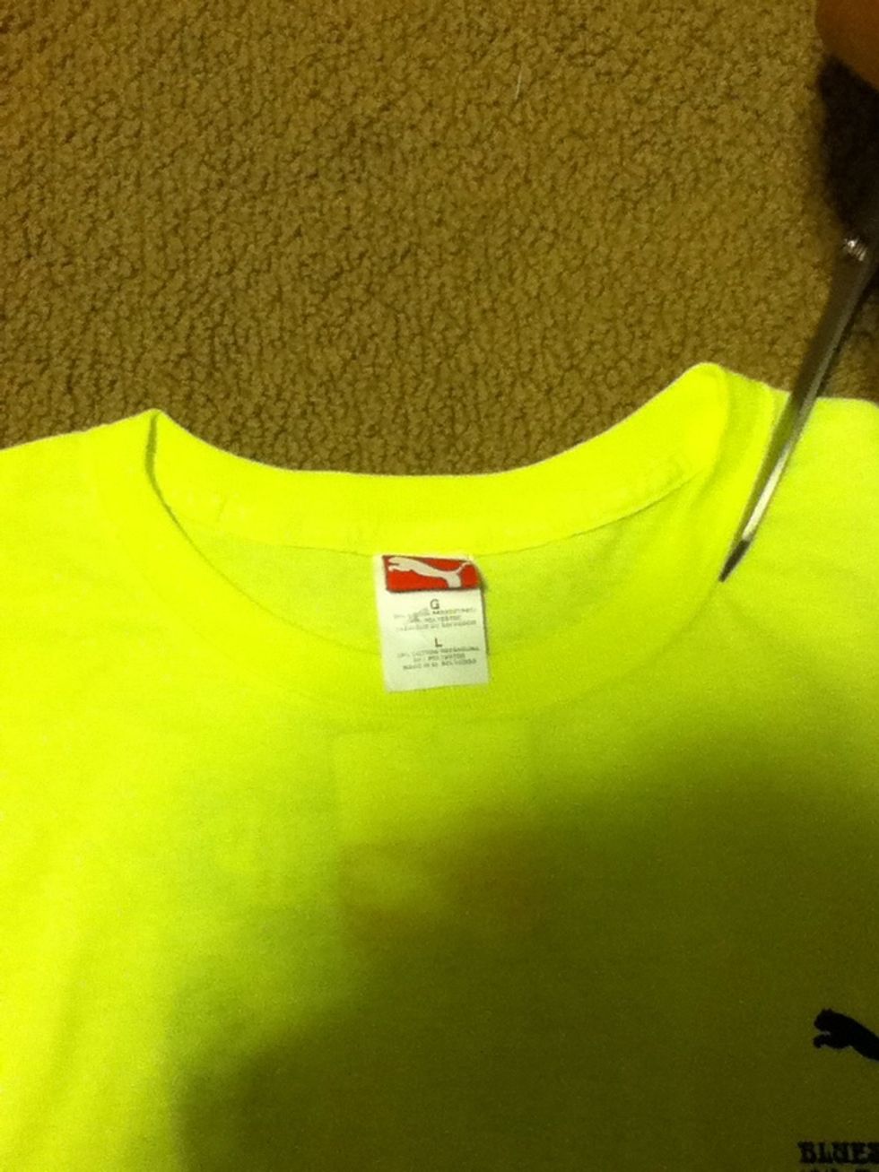 (OPTIONAL but I think it looks better like this) Cut the collar off your shirt