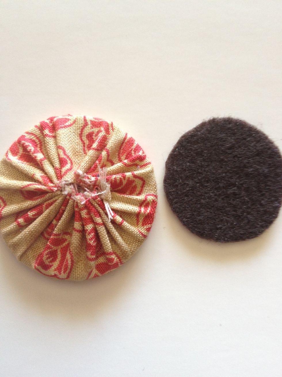 Optional: depending what you will use your button for, you can cover the back by hot-gluing a piece of felt slightly smaller than the button to the backside.