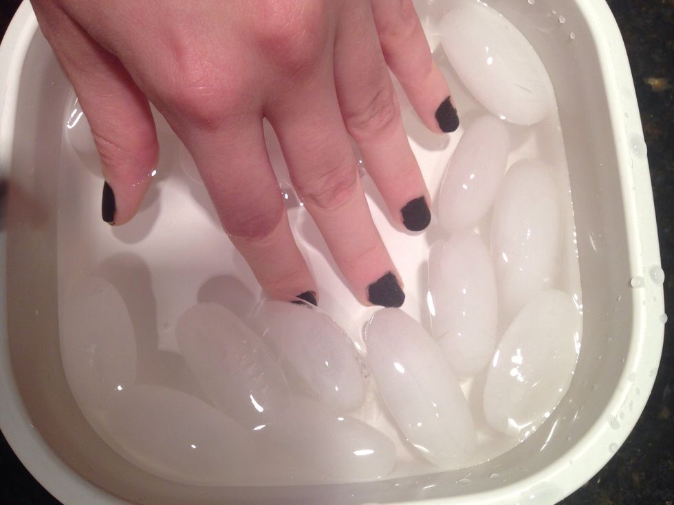 (Optional) dunk nails in ice water for about 15 seconds and they will be dry as soon as the water dries off of them.
