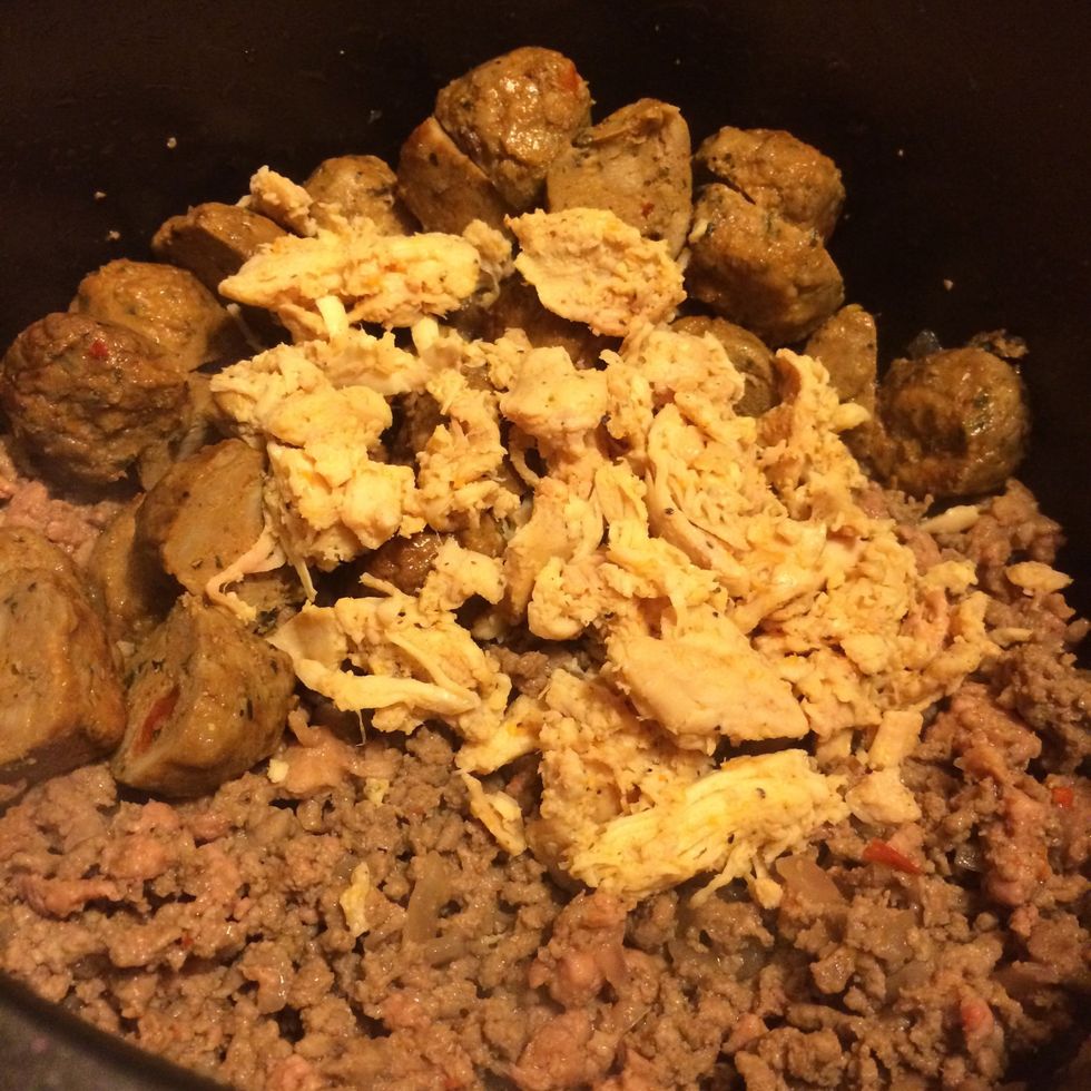 (Optional) I had some leftover shredded chicken that I also added...
