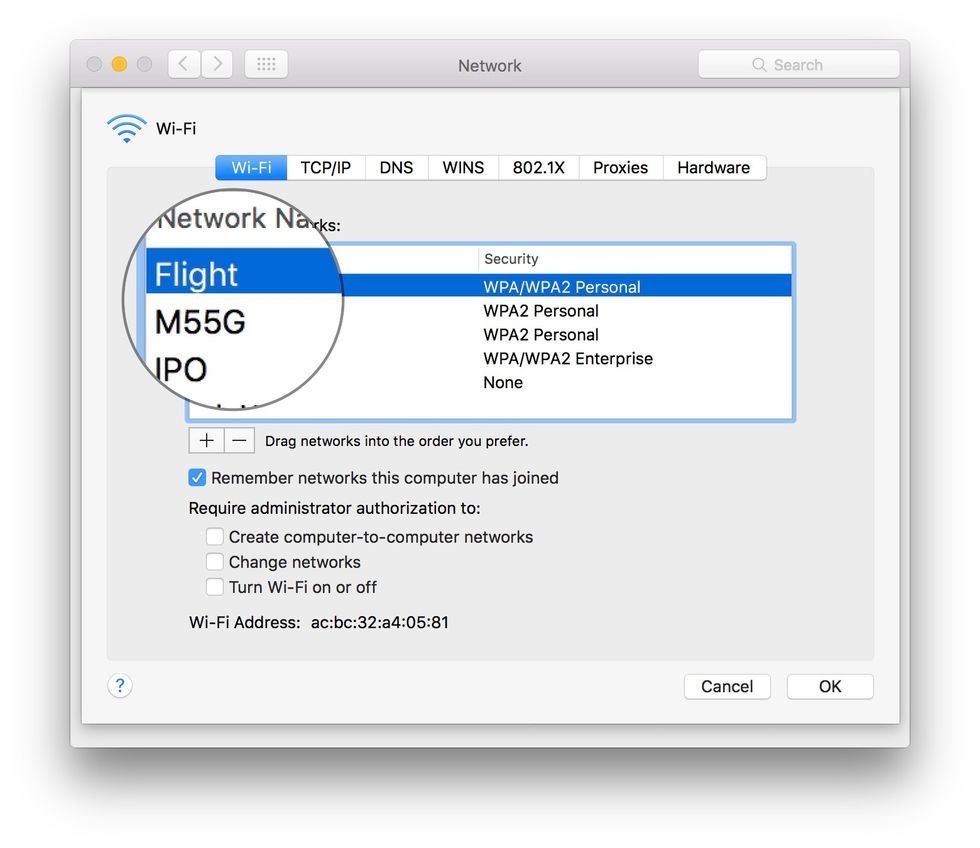 OPTIONAL: If you already failed to connect to a wi-fi network, you may have to delete & re-add it. Switch to the Wi-Fi tab and select it from the list saved networks.