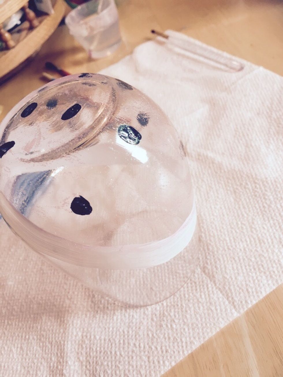 Optional: paint a glittery clear coat over seeds, makes sure black seeds are dry.