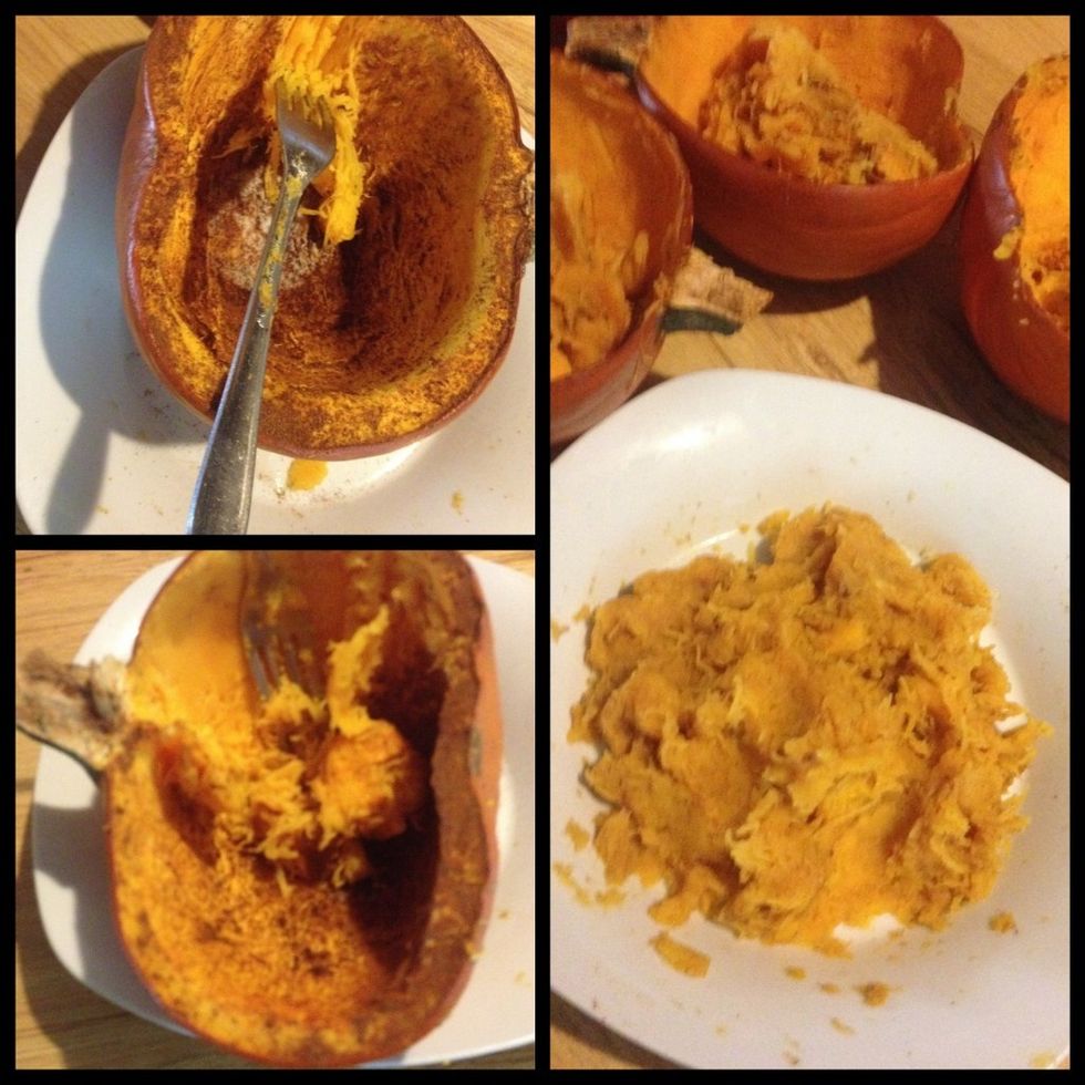 Optional: Sprinkle with a little cinnamon, and a dap of butter. Bake for about 30 minutes. Scoop and scrape out the tender inside!