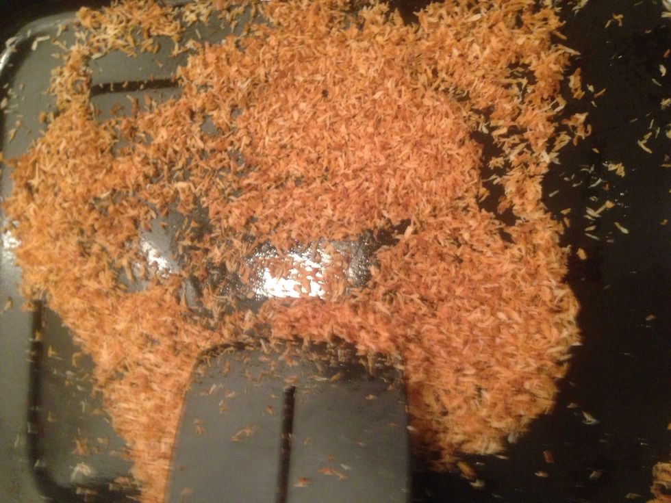 OPTIONAL: Toast for 5-10 minutes. Stir coconut often and make sure it stays spread thin. Be sure to watch coconut until done as it can quickly burn.