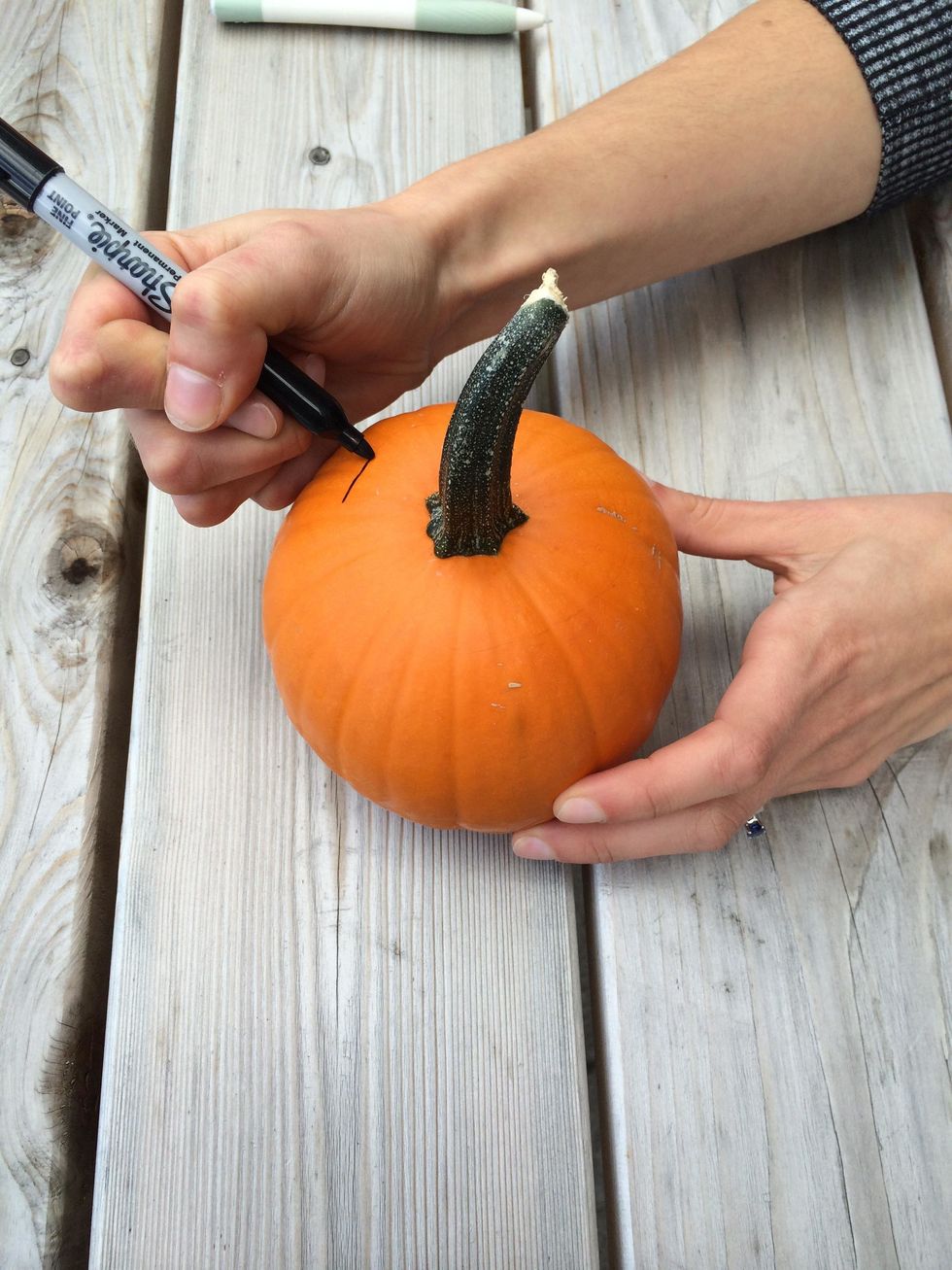 (optional) Trace around the pencil outline with a marker. This will make it easier to see when carving.