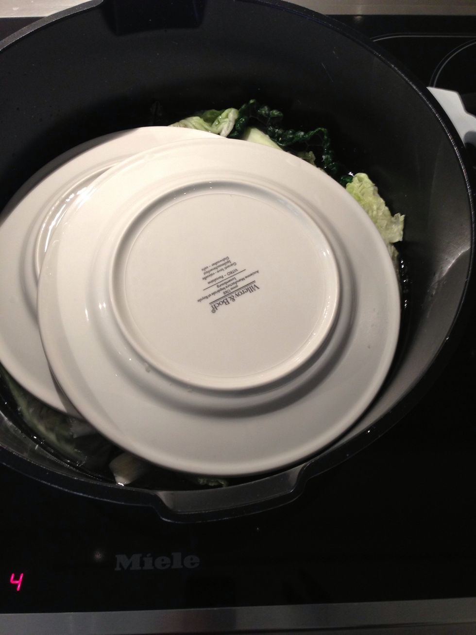 Or 2 plates. Add water to cover the plates and cook on low for 1:30 hr. let cool