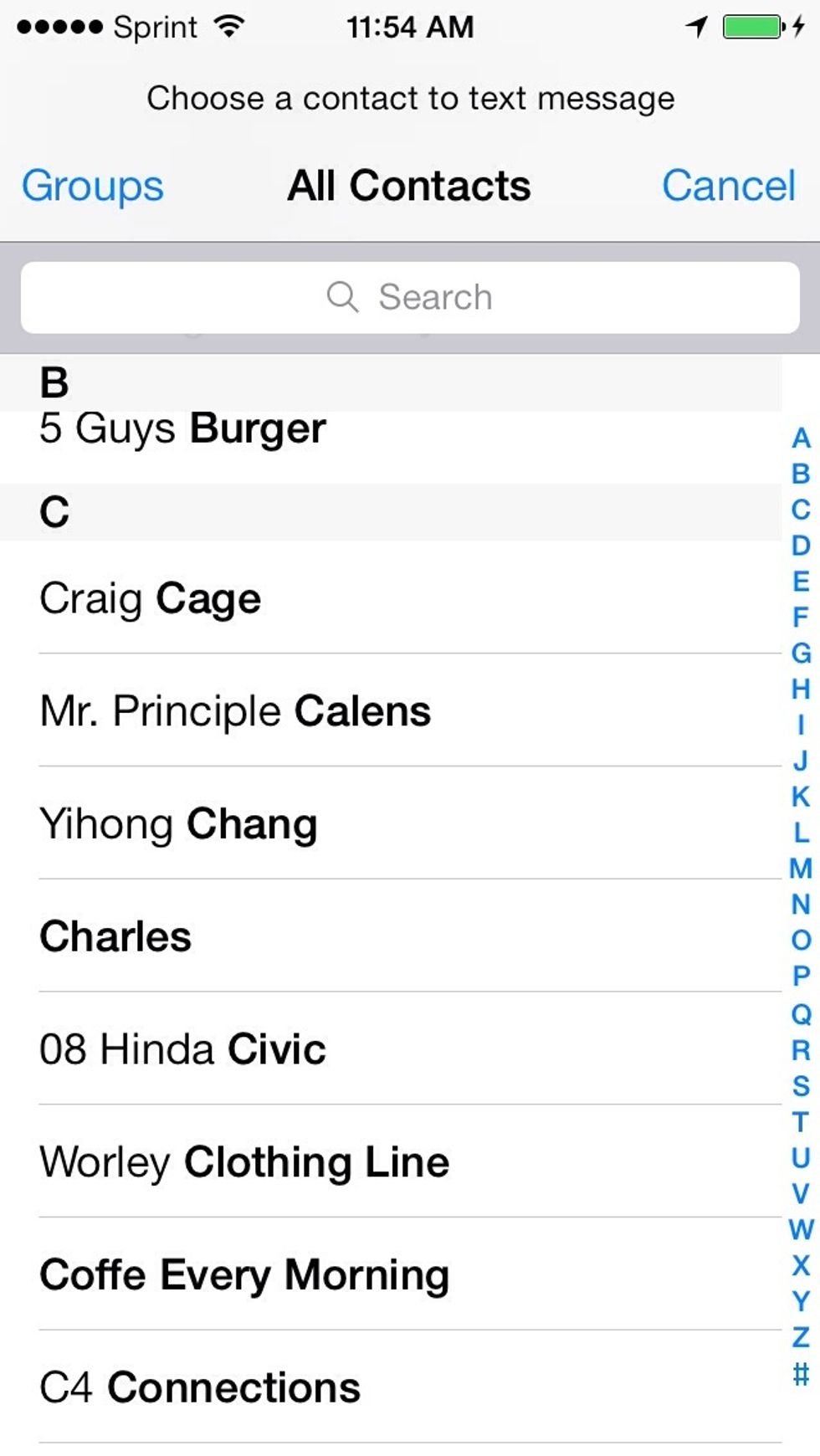 Or click the plus icon and on the contact list next to the top you will have access to Group