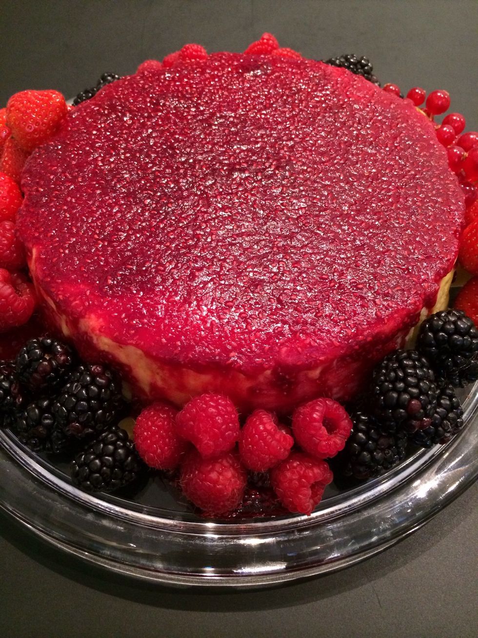 Or cover with rasberry sauce and serve with berries all around. It is just the picture; a cheese cake I made sometime before and kept the picture