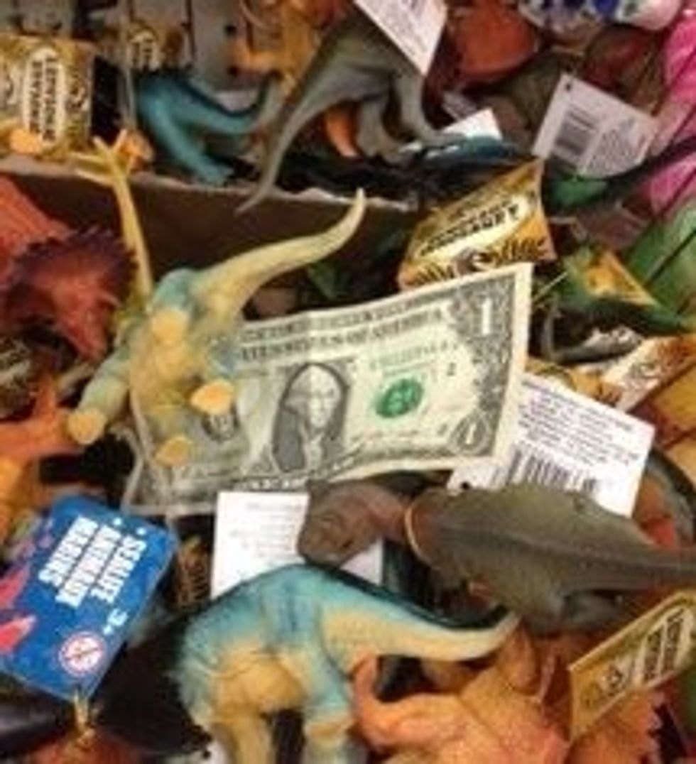 Or go into the toy section of a Dollar Tree and hide dollar bills for children to discover.
