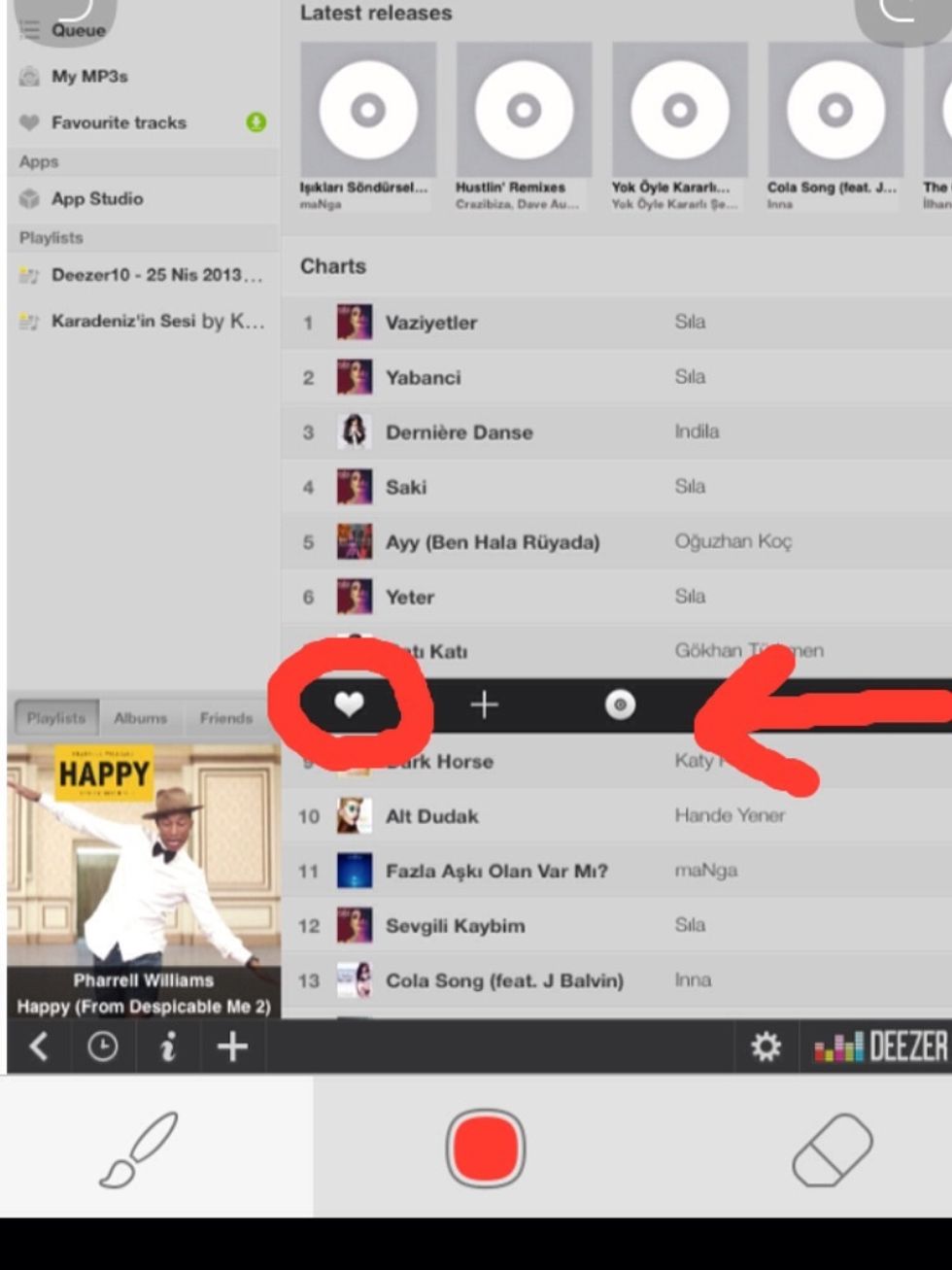 Or just pull the song from the right to the left "if you are using iPad", or press the three dots ... From the side "if you have iphone, and then press the heart \u2764\ufe0f