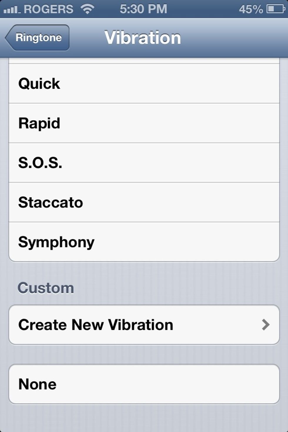 Or scroll down to create your own custom vibration