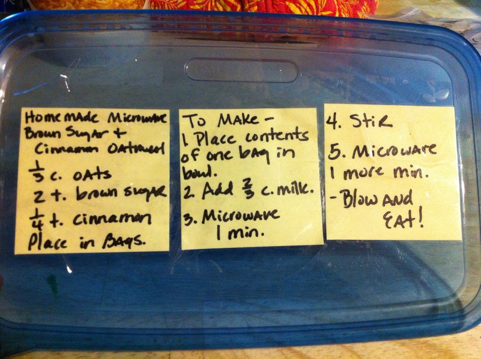 Or you can label the container you are putting the baggies in. Do what works best for your family.