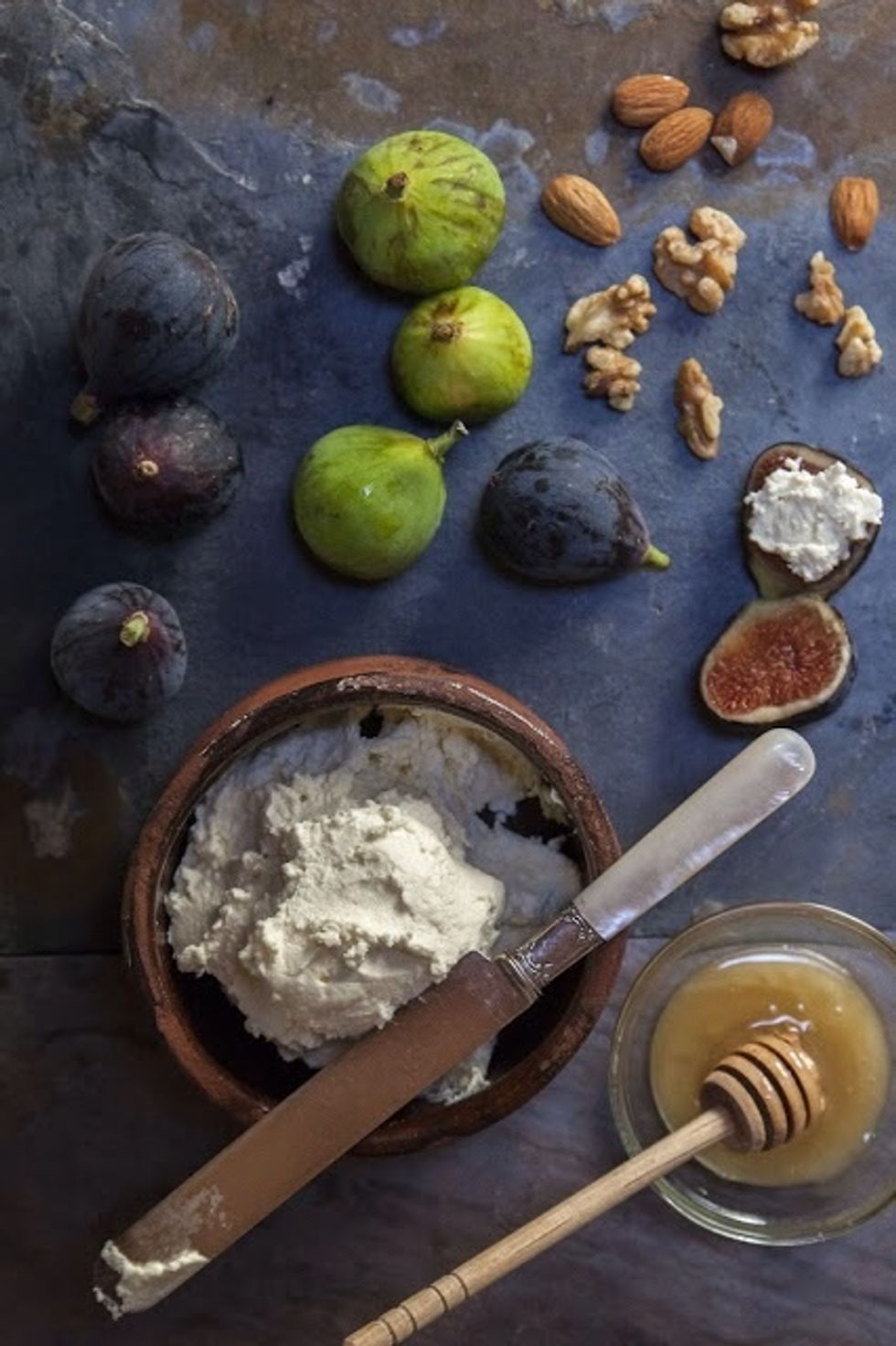 Or you can make a dessert  as I did , with Sonoma figs, local honey, and some walnuts. As you see there's a lot one can do with fresh ricotta, and it's only limited by ones' imagination.