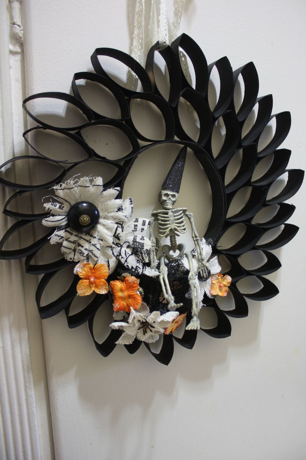 or you can spray paint any color- this one I used a flat black and decorated for halloween.