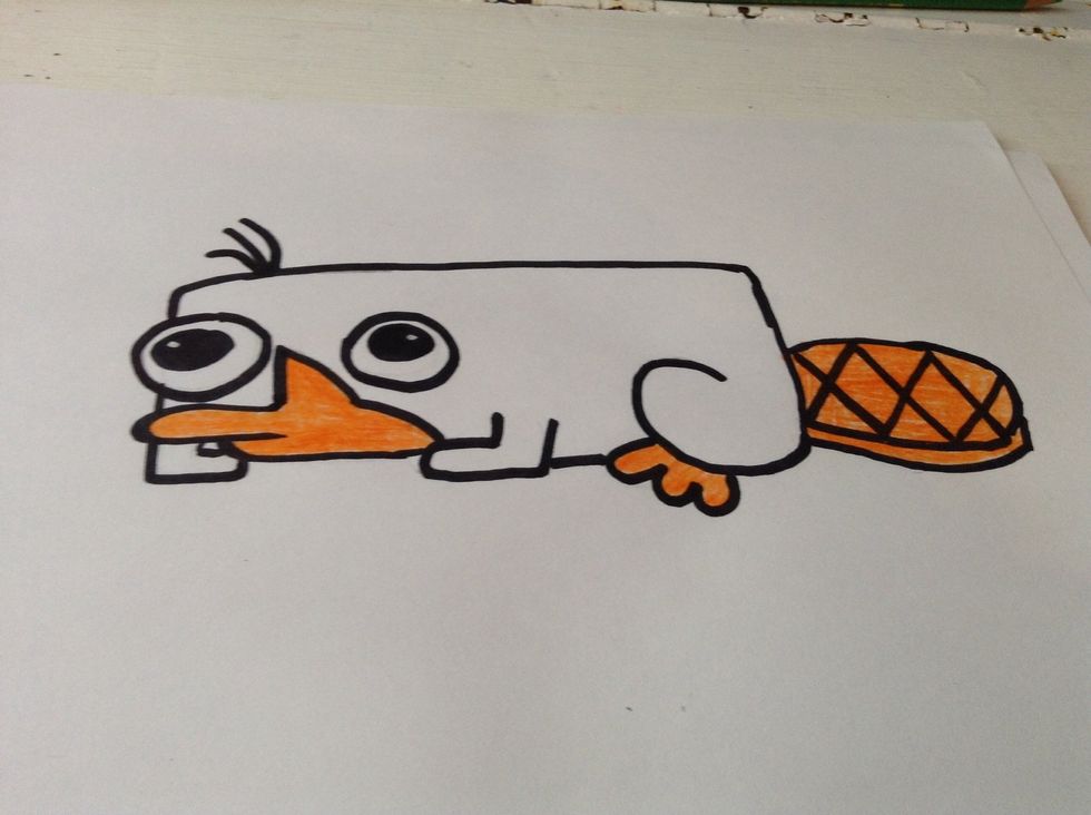 Orange for his beak,foot,tail.