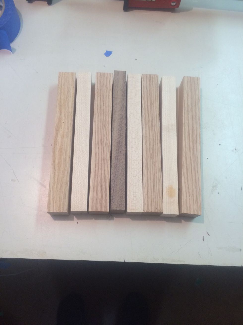 Organize the pieces of hardwood in the order you want them to appear in the final product