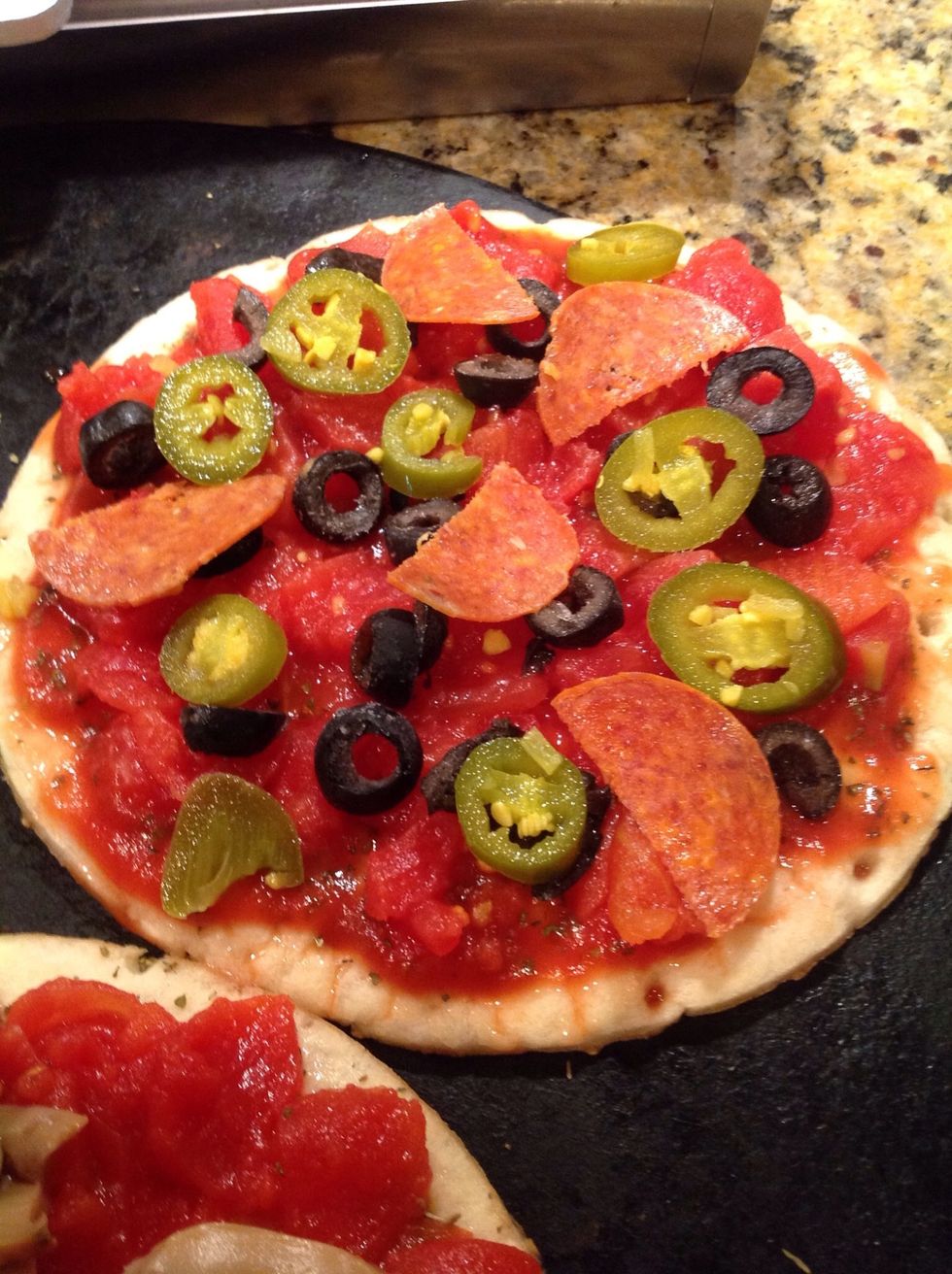 Organize your toppings.....If you like pepperoni, select a brand made without sodium nitrates/nitrites. Read the label!
