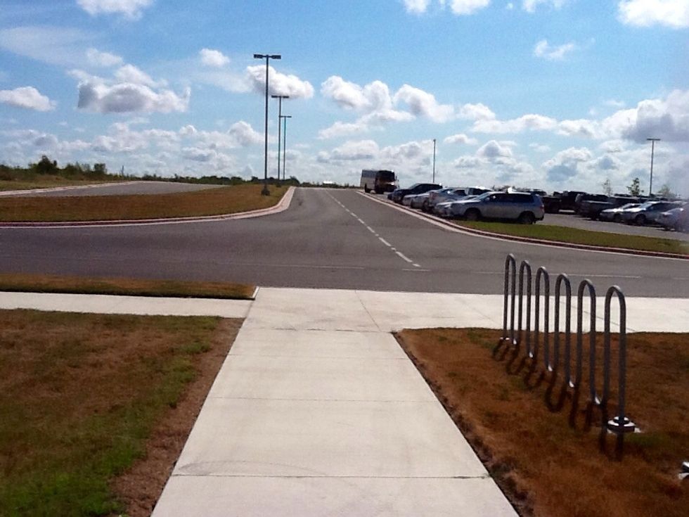 Our class will cross the street and form a line in the grass on the left. You need to remain CALM and QUIET.
