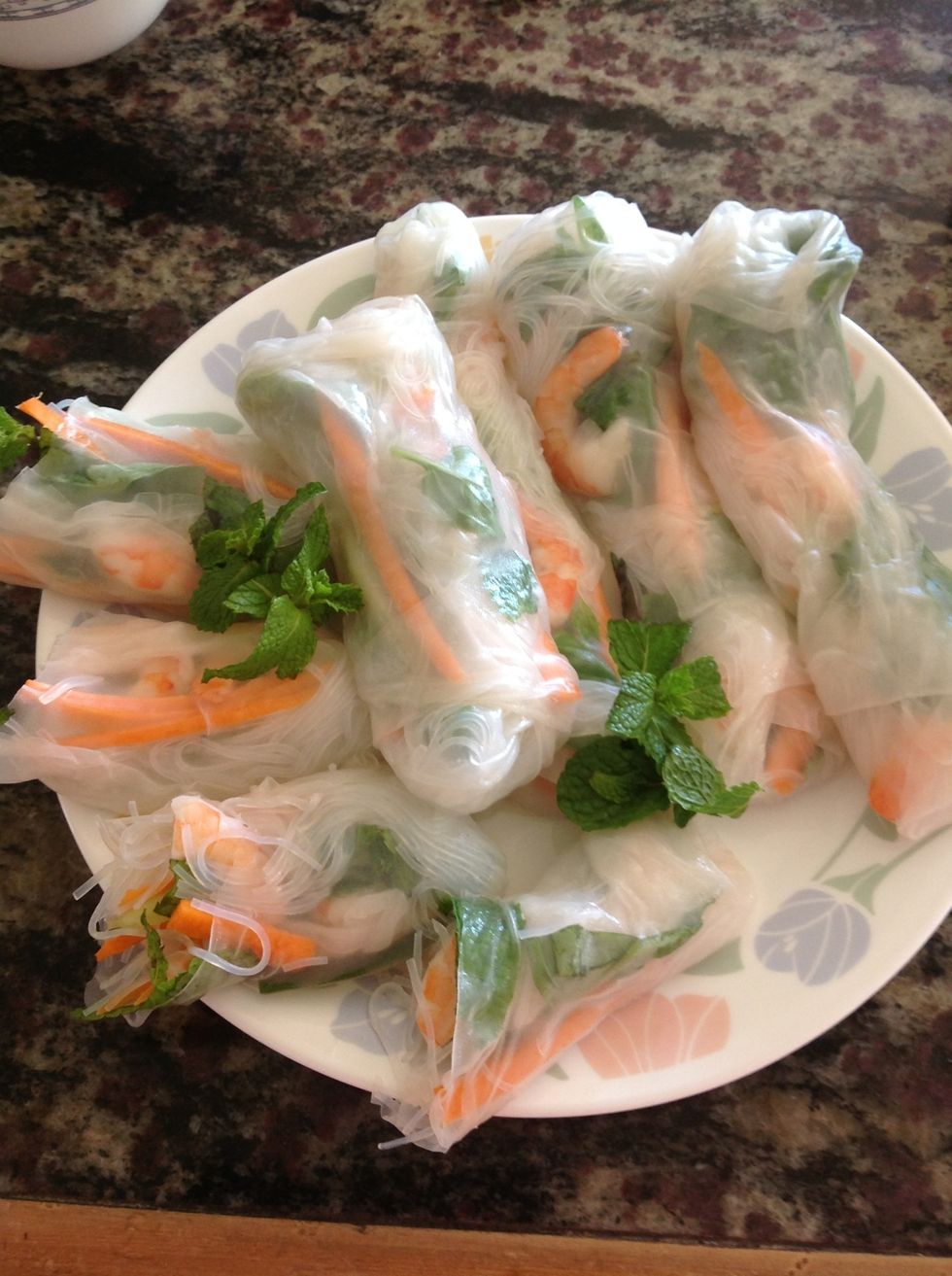 Our complete summer rolls. (Sorry, they were very messy...)