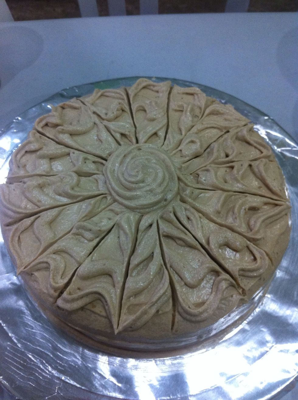 Our dessert for tonights dinner: Vanilla Chiffon Cake with not so sweet Espresso Marshmallow Buttercream especially designed by me : Spoon Kick \ud83d\ude0a
