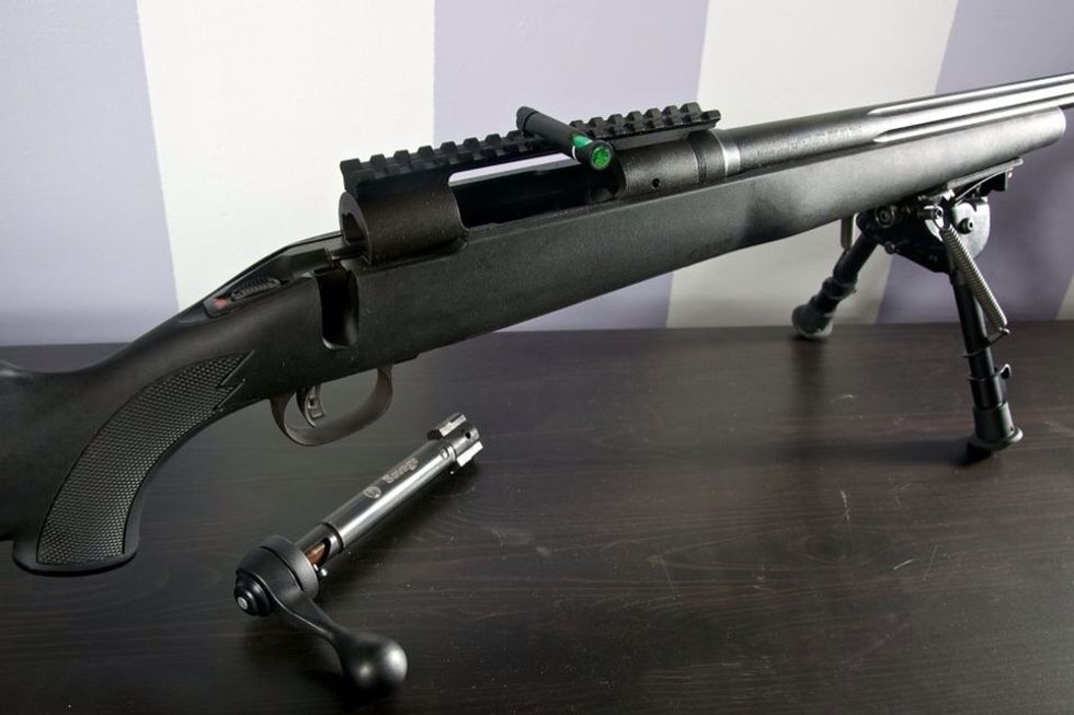 Our most important step - make sure the gun is unloaded and any ammunition is stored in an entirely different room. I removed the whole bolt so it's impossible to discharge this firearm.