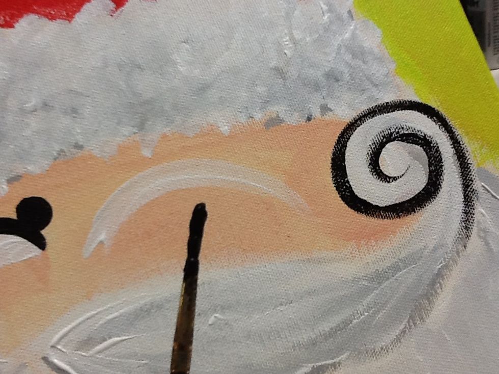 Out line the mustache to show off the curl.