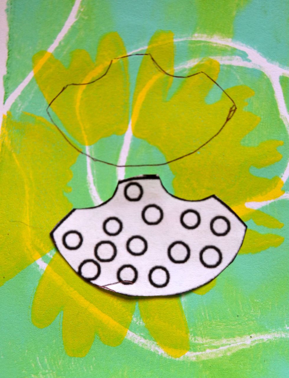 Outline each individual piece on your Gel Press\u00ae gel prints. Mix up your patterns and colors so they POP against each other. Cut each one out.