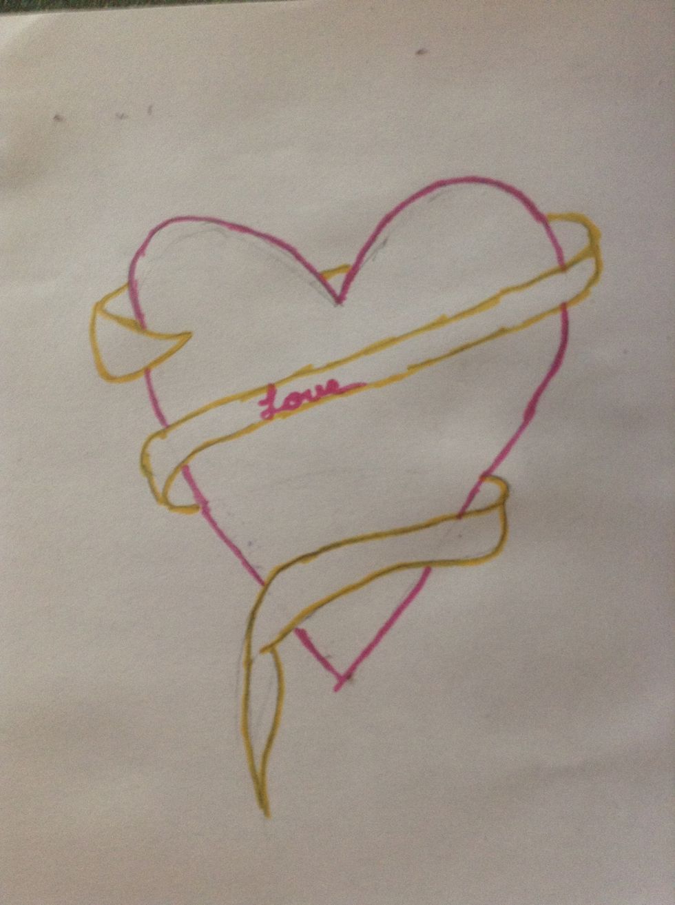 Outline in sharpie, erase any viewable pencil marks, and write anything you want in it.(writing is optional) As you can see I wrote love.