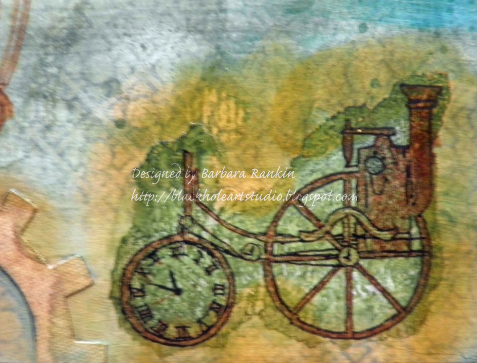 Outline steam engine with fine black Pitt artist pen.