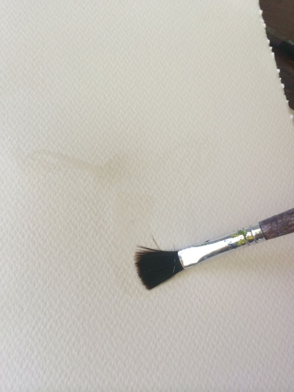 Outline the deer shape with water A simple oval with ears (if wanted you can use a pencil for this)