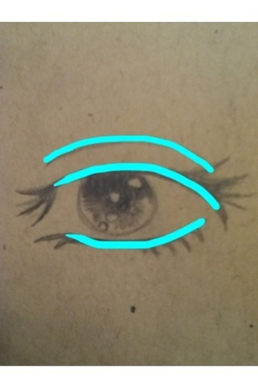 Outline the eye and add the eyebrow...