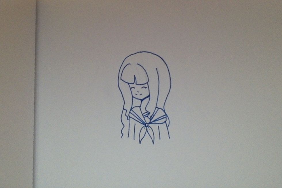 Outline your character. (I used blue shin sharpie)