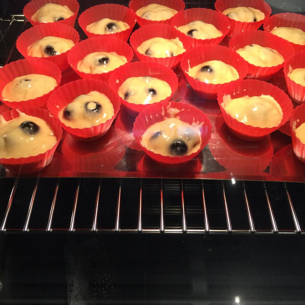 Oven preheated 190C Bake 20 mins. Turn the tray at half time for even baking