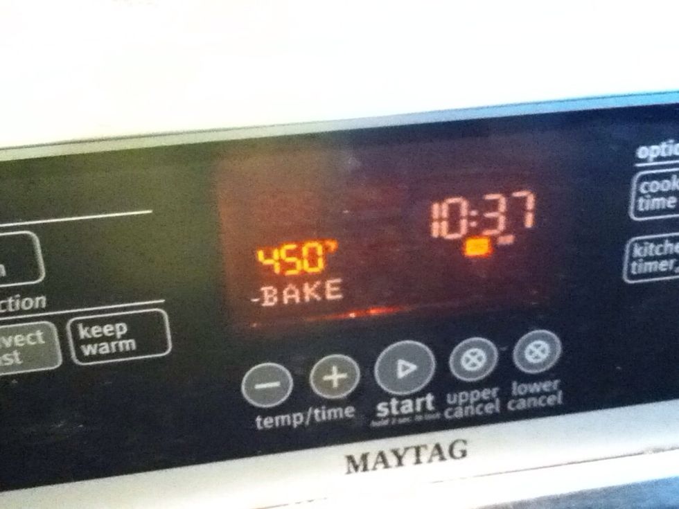 Oven should be at 450 degrees.